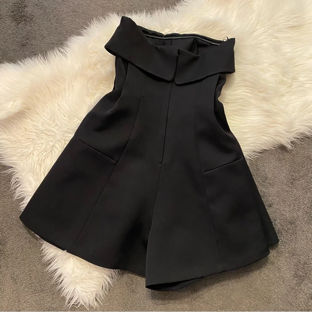 Elegant Black Strapless Formal Romper - Picture 3 of 7